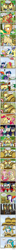 Size: 700x10650 | Tagged: safe, artist:crimsonbugeye, artist:nnxmnd, imported from derpibooru, apple bloom, bon bon, flam, flim, fluttershy, lyra heartstrings, pinkie pie, princess celestia, rainbow dash, rarity, sweetie drops, the super speedy cider squeezy 6000, comic, flim flam brothers, spanish, translation