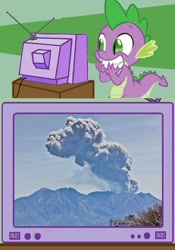 Size: 563x802 | Tagged: safe, imported from derpibooru, spike, exploitable meme, meme, tv meme, vector, volcano