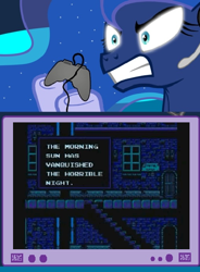 Size: 520x707 | Tagged: safe, imported from derpibooru, princess luna, pony, gamer luna, castlevania, exploitable meme, gamer meme, meme, obligatory pony, tv meme