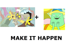 Size: 1008x600 | Tagged: safe, imported from derpibooru, discord, adventure time, exploitable meme, freak city, magic man, make it happen, meta