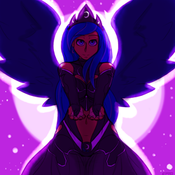 Size: 1000x1000 | Tagged: safe, artist:dreikaze, imported from derpibooru, princess luna, human, female, humanized, moon, palindrome get, solo