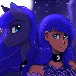 Size: 1000x1000 | Tagged: safe, artist:dreikaze, imported from derpibooru, princess luna, human, dark skin, human ponidox, humanized, moon