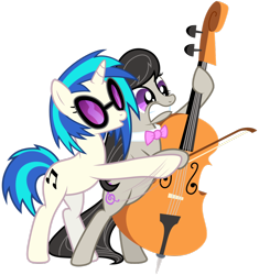 Size: 900x959 | Tagged: safe, artist:yanoda, imported from derpibooru, dj pon-3, octavia melody, vinyl scratch, cello, musical instrument, simple background, transparent background