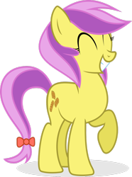 Size: 900x1207 | Tagged: safe, artist:abydos91, imported from derpibooru, lavender fritter, violet fritter, earth pony, pony, apple family member, background pony, bow, eyes closed, female, mare, raised hoof, simple background, smiling, solo, tail bow, transparent background, vector