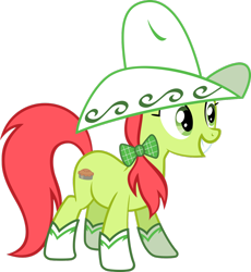 Size: 1024x1111 | Tagged: safe, artist:daringdashie, imported from derpibooru, peachy sweet, earth pony, pony, apple family member, background pony, boots, cowboy hat, female, hat, mare, simple background, smiling, solo, transparent background, vector