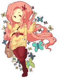 Size: 500x651 | Tagged: safe, artist:sailorpalin, imported from derpibooru, fluttershy, human, humanized, winged humanization