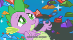 Size: 640x355 | Tagged: safe, imported from derpibooru, screencap, spike, owl's well that ends well, youtube caption