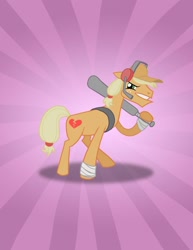 Size: 850x1100 | Tagged: safe, artist:cakensmoosher, imported from derpibooru, applejack, pony, alternate design, applejack (male), baseball bat, crossover, rule 63, scout, solo, team fortress 2