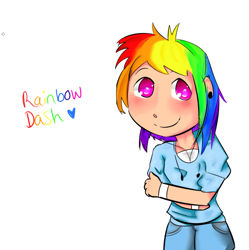 Size: 475x476 | Tagged: safe, artist:xkyoshi, imported from derpibooru, rainbow dash, human, humanized