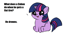 Size: 1194x668 | Tagged: safe, imported from derpibooru, twilight sparkle, pony, unicorn, female, filly, filly twilight telling an offensive joke, foal, meme