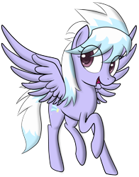Size: 2573x3277 | Tagged: safe, artist:pustulioooooo, imported from derpibooru, cloudchaser, pegasus, pony, female, looking sideways, mare, open mouth, raised hoof, simple background, solo, spread wings, transparent background, wings