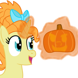 Size: 500x500 | Tagged: artist needed, safe, imported from derpibooru, pumpkin cake, halloween, holiday, jack-o-lantern, pumpkin