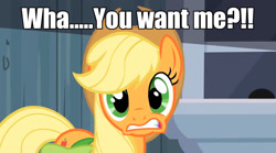 Size: 1280x710 | Tagged: safe, edit, edited screencap, imported from derpibooru, screencap, applejack, earth pony, pony, the last roundup, adventure in the comments, caption, explicit comments, female, fourth wall, image macro, mare, meme, shocked, solo