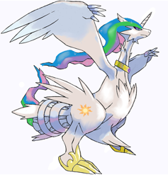 Size: 569x599 | Tagged: safe, artist:lemguin, imported from derpibooru, princess celestia, reshiram, parody, pokémon, simple background, white background