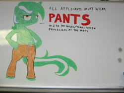 Size: 4000x3000 | Tagged: safe, artist:nyase, imported from derpibooru, annoy your co-worker, clothes, pants, whiteboard