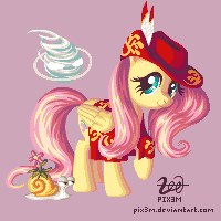 Size: 200x200 | Tagged: safe, artist:pix3m, imported from derpibooru, fluttershy, snail, crossover, gif, hat, mantle, maplestory, non-animated gif, picture for breezies, pixel art