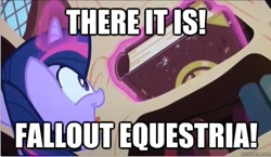 Size: 626x364 | Tagged: safe, edit, edited screencap, imported from derpibooru, screencap, pony, fallout equestria, the crystal empire, spoiler:s03, image macro, low angle, solo