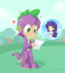 Size: 717x800 | Tagged: safe, artist:girgrunny, imported from derpibooru, rarity, spike, humanized, shipping, sparity, tailed humanization