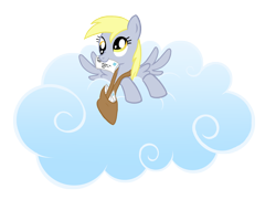 Size: 3002x2284 | Tagged: safe, artist:dragon-rider596, imported from derpibooru, derpy hooves, pegasus, pony, bag, cloud, female, letter, mare, mouth hold, solo