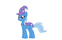 Size: 900x584 | Tagged: safe, artist:weaponlord206, imported from derpibooru, trixie, pony, unicorn, cape, clothes, female, hat, mare, simple background, smiling, solo, trixie's cape, trixie's hat, white background