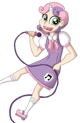 Size: 1916x2949 | Tagged: safe, artist:vampiretrees, imported from derpibooru, sweetie belle, human, cute, diasweetes, female, humanized, microphone, simple background, solo, transparent background