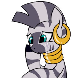 Size: 500x500 | Tagged: safe, artist:madmax, imported from derpibooru, zecora, zebra, animated, crying, female
