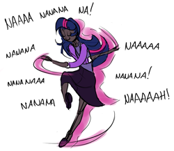 Size: 815x707 | Tagged: safe, artist:ross irving, imported from derpibooru, twilight sparkle, human, dancing, dark skin, humanized, solo