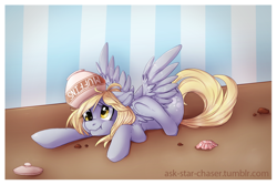 Size: 1000x667 | Tagged: safe, artist:vella, imported from derpibooru, derpy hooves, pegasus, pony, female, hooves, mare, scrunchy face, solo