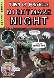 Size: 1200x1737 | Tagged: safe, artist:stupjam, imported from derpibooru, lily, lily valley, nightmare moon, pipsqueak, rainbow dash, zecora, zebra, book, book of harmony, comic book, comic book cover, ec comics, mare in the moon, moon, parody, pirate costume, tales from the crypt, team fortress 2, the horror