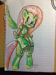 Size: 1936x2592 | Tagged: safe, artist:extradan, imported from derpibooru, fluttershy, robot, photo, traditional art