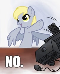 Size: 412x509 | Tagged: safe, imported from derpibooru, derpy hooves, pegasus, pony, computer, derpy hooves tech support, female, mare, no, reaction image