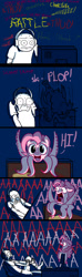 Size: 720x2430 | Tagged: safe, artist:aa, imported from derpibooru, pinkie pie, oc, oc:anon, human, monster pony, octopony, octopus, original species, comic, computer, game, octo pie, scared, screaming