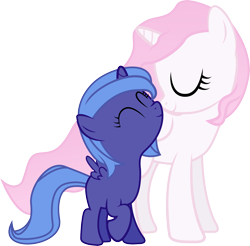 Size: 3625x3569 | Tagged: safe, artist:silentmatten, imported from derpibooru, princess celestia, princess luna, alicorn, pony, cute, duo, eyes closed, female, filly, filly celestia, filly luna, nuzzling, pink-mane celestia, royal sisters, simple background, sisters, transparent background, vector, woona, younger