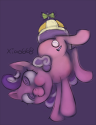 Size: 500x652 | Tagged: safe, artist:xiao668, imported from derpibooru, screwball, derp, handstand, hat, helicopter, propeller hat, silly, swirly eyes