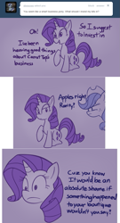 Size: 699x1298 | Tagged: safe, artist:bambooharvester, imported from derpibooru, applejack, rarity, ask, mafia, rarity replies, tumblr