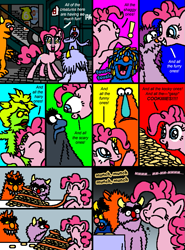 Size: 569x771 | Tagged: safe, artist:hirake! pony key, imported from derpibooru, pinkie pie, cobblestone street, comic, cookie, crossover, monster, my little pony meets sesame street, sesame street