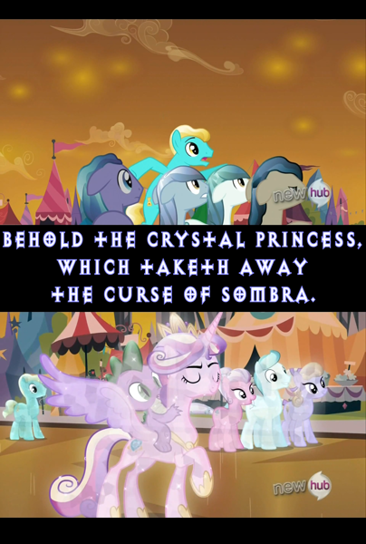 Safe Spike Princess Cadance Ivory Rook Ivory Amber Waves Crystal Arrow Crystal Beau Paradise Crystal Pony Elbow Grease Bright Smile Castle Crystal Pony Night Knight Rubinstein Pony Screencap Meme Image