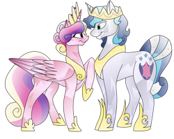 Size: 900x718 | Tagged: safe, artist:100yearslater, imported from derpibooru, princess cadance, shining armor, crystallized