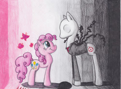 Size: 900x661 | Tagged: safe, artist:neonredwings, imported from derpibooru, pinkie pie, crossover, ponified, slenderman, slendermane, slenderpony