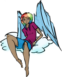 Size: 695x852 | Tagged: safe, artist:ehherinn, imported from derpibooru, rainbow dash, human, dark skin, humanized, winged humanization