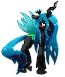 Size: 842x1000 | Tagged: dead source, safe, artist:shufflestripes, imported from derpibooru, queen chrysalis, blushing, female, solo