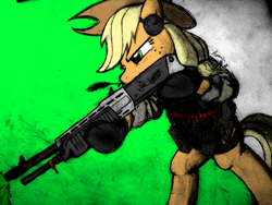 Size: 900x675 | Tagged: safe, artist:evoraflux, imported from derpibooru, applejack, gun, shotgun, spas-12, weapon