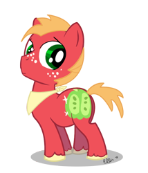 Size: 652x760 | Tagged: safe, artist:ellisarts, imported from derpibooru, big macintosh, earth pony, pony, colt, cute, cutie mark, macabetes, male, simple background, stallion, transparent background, young