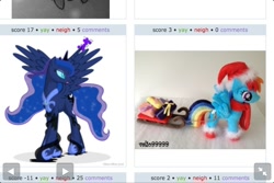 Size: 960x640 | Tagged: safe, artist:glaive-silver, artist:valio99999, imported from derpibooru, princess luna, rainbow dash, christmas, dark magic, exploitable meme, irl, juxtaposition, juxtaposition win, photo, plushie