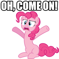 Size: 512x512 | Tagged: safe, artist:drzackrosimagemacros, imported from derpibooru, pinkie pie, pony, female, image macro, oh come on, reaction image, simple background, solo, transparent background