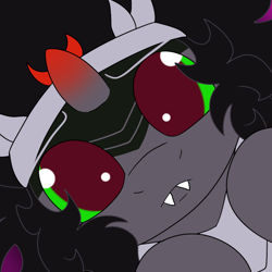 Size: 1000x1000 | Tagged: safe, artist:skoon, imported from derpibooru, king sombra, pony, unicorn, ask sissy king sombra, colt, colt sombra, cute, fangs, looking at you, male, solo, sombradorable, stallion