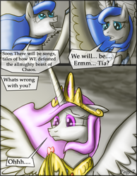 Size: 1100x1417 | Tagged: dead source, safe, artist:bonaxor, imported from derpibooru, princess celestia, princess luna, comic:corruption, comic