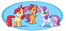 Size: 2226x1050 | Tagged: safe, artist:anthocat, artist:pauuhanthothecat, imported from derpibooru, apple bloom, scootaloo, sweetie belle, cutie mark crusaders
