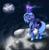 Size: 900x920 | Tagged: safe, artist:ambunny, imported from derpibooru, princess luna, pony, aurora borealis, crying, earth, female, floppy ears, frown, looking up, magic, moon, planet, raised hoof, s1 luna, sad, solo, space, spread wings