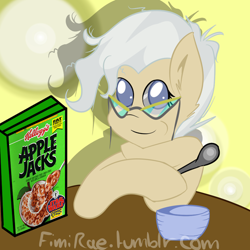 Size: 500x500 | Tagged: safe, artist:fimirae, imported from derpibooru, mayor mare, 30 minute art challenge, apple jacks, cereal, female, glasses, lesbian, mayorjack, shipping